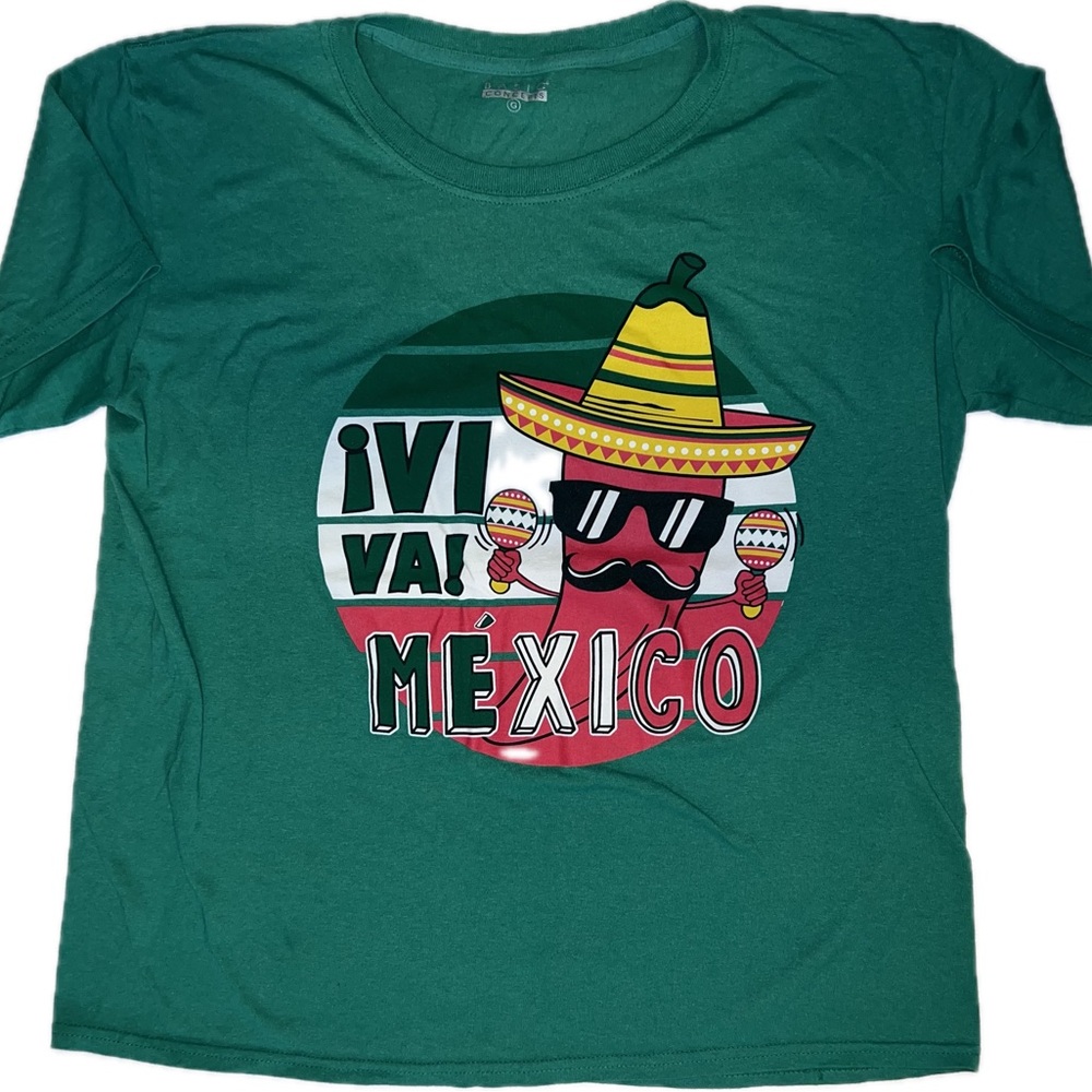 Cinco De Mayo Green Viva! Mexico Graphic T Shirt L/XL Mexican Tee May 5th Red